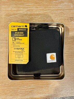 Carhartt Black Nylon Duck Zipper Wallet with Yellow Tag NWT